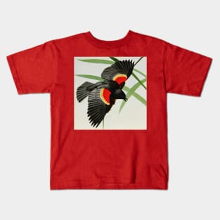 "Red-winged Blackbird" by Louis Agassiz Fuertes, 1919 Kids T-Shirt